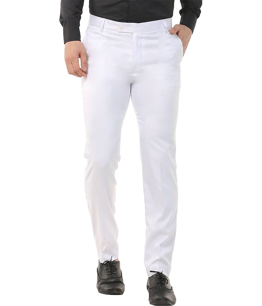 SAM AND JACK White Regular Formal Trouser ( Pack of 1 )