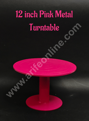 360° Rotating Pink Metal Turntable Cake Turntable (12 Inch) - Heavy - CAKE DECOR™