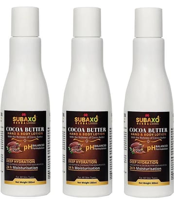 Subaxo Cocoa Butter 3 Pc Lotion Cocoa Body Lotion Lotion Pack of 3