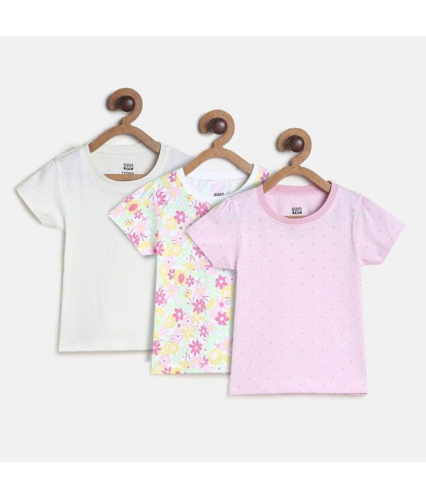 MINI KLUB Pack of 3 Baby Girls Cotton T-Shirt ( Multi )