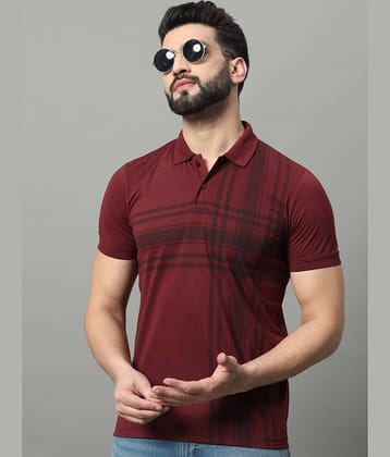 OGEN Pack of 1 Cotton Blend Regular Fit Printed Half Sleeves Men's Polo T Shirt ( Wine )