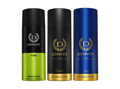 Denver Pack of 3 Deos (Vibe + Caliber + Pride) - 150ml Each Denver Pack of 3 Deos (Vibe + Caliber + Pride) - 150ml Each