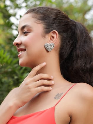Mini Heart Rhinestone Earrings