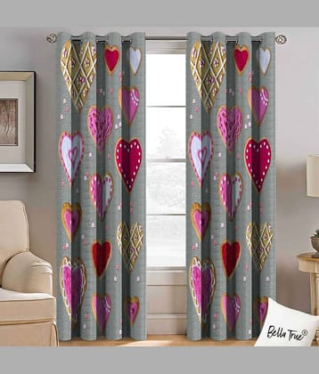 BELLA TRUE  Set of 2 Window SemiTransparent Eyelet Polyester Multi Color Curtains ( 152 x 113 cm )