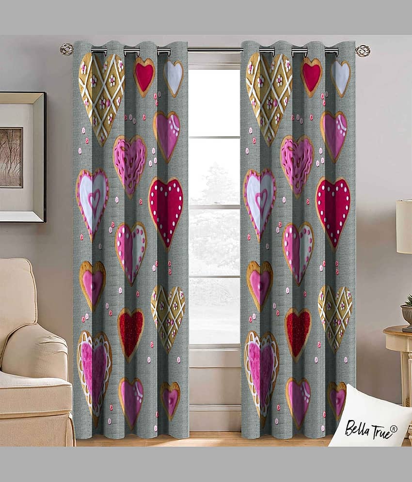 BELLA TRUE  Set of 2 Window SemiTransparent Eyelet Polyester Multi Color Curtains ( 152 x 113 cm )