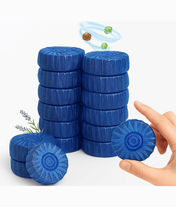 10 Pcs Toilet Bowl Deodorizer Cleaner Powerful Automatic Flush Toilet cleaner tablet/Automatic Toilet Bowl Cleaner Tablets Stain Remover Bathroom Flush Tank Blue Tab Tablet