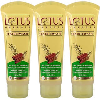 Lotus Herbals Teatreewash Face Wash  With Tea Tree Oil  Cinnamon  Anti Acne  Oil Control   150Ml ( Pack Of 3)