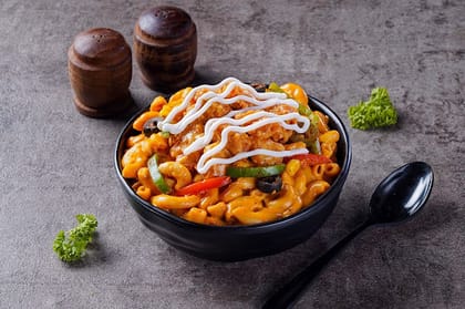 Korean Mac & Cheese With Chicken Popcorn