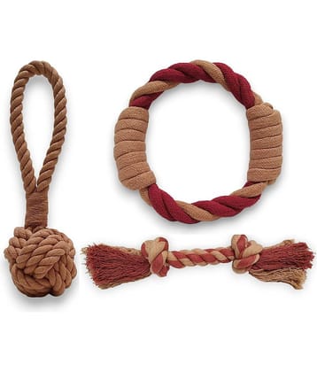 MY SUPER PAWS rope knot ball toy, round double knots tug and fetch rope & two knots chew rope l Non-toxic rope toys for dogs l Pack of 3