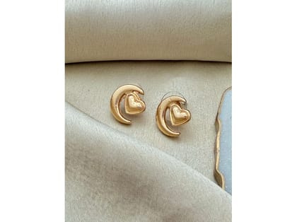 Ishkaara Golden Moon Heart Earrings