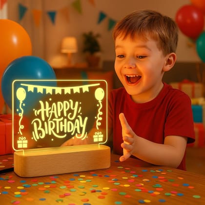 Happy Birthday Acrylic LED Lamp - A Joyful Gift by Giftana