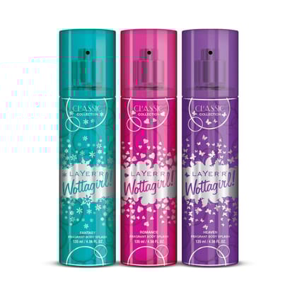LAYER'R Wottagirl Classic Collection Heaven Romance Fantasy Body Splash 135 ml (Pack of 3)