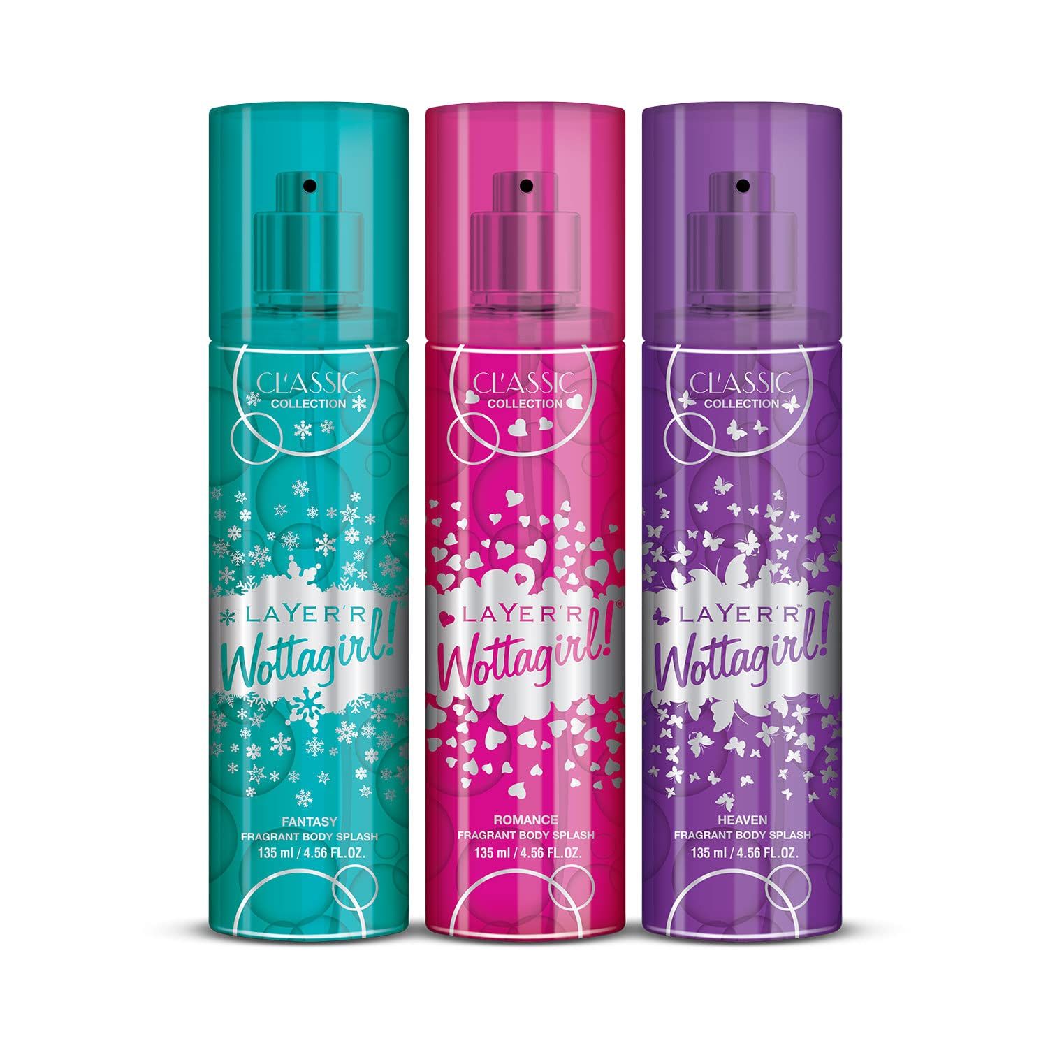 LAYER'R Wottagirl Classic Collection Heaven Romance Fantasy Body Splash 135 ml (Pack of 3)