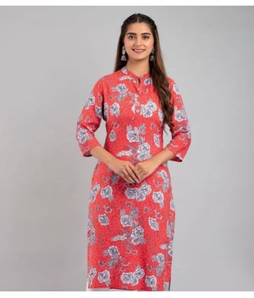 MAUKA - Red Rayon Women's Straight Kurti ( Pack of 1 )