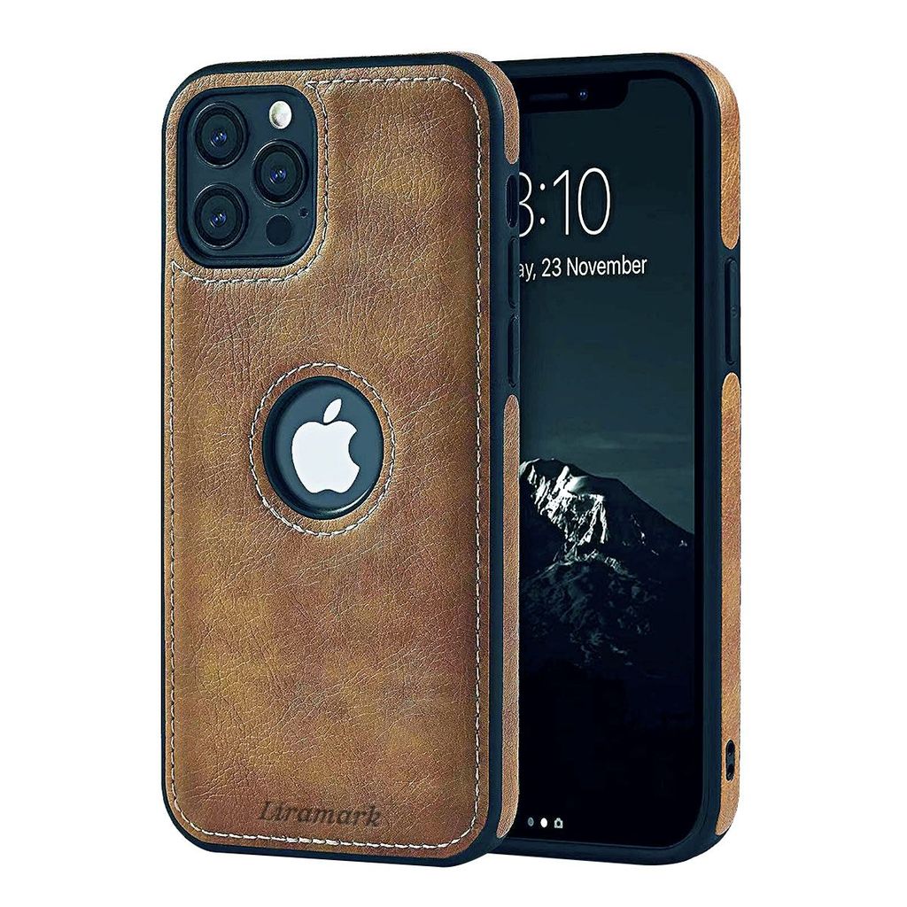 LIRAMARK PU Leather Flexible Back Cover Case Designed for iPhone 12 Pro