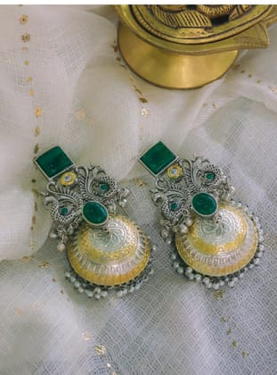 Mishika Earrings-dark green