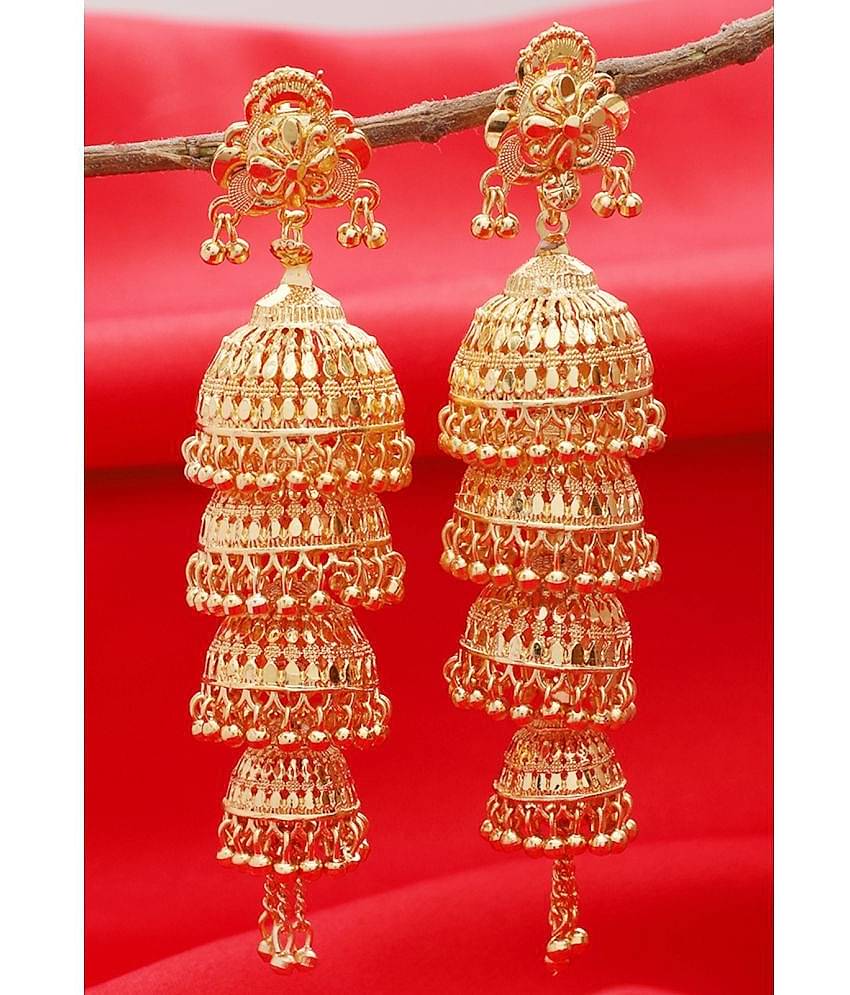 Bhagya Lakshmi Golden Jhumki Earrings ( Pack of 1 )