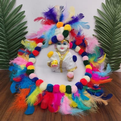 laddu gopal plain base feather dress with pagdi-0