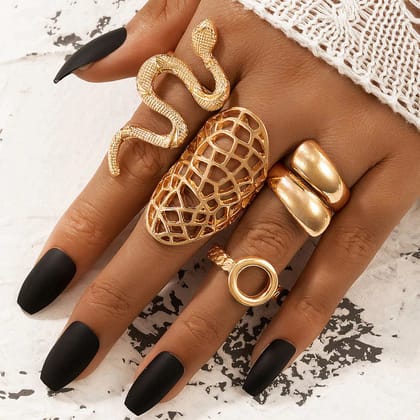 Pack Of 4 Golden Vibes Rings Stack