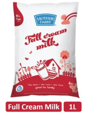 Mother Dairy Full Cream Milk 1 L (Pouch)