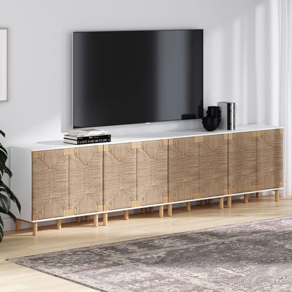 Wood Grand Seagrass White TV Console