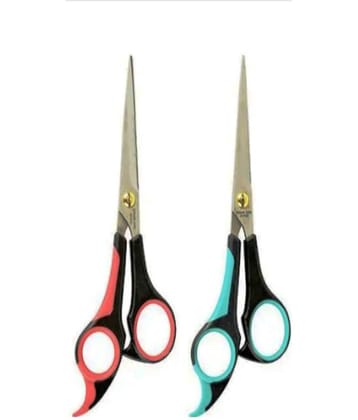 DKUY Professional Hair Cutting Scissors 6 inches Scissor for Professional Look, Premium Plastic Handle, Black Red or Yellow PACK OF 2