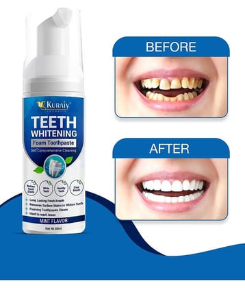 KURAIY Teeth Whitening Oral Hygiene Breath Toothpaste Foam 60ML