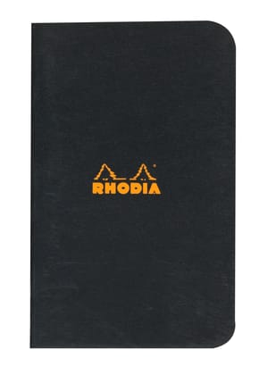 Rhodia Classic Stapled Line Ruled Notebook - A5-Black / Lined / A5