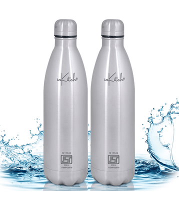 inKitch Double Walled Vacuum Silver Thermosteel Flask ( 1500 ml ) - Pack of 2