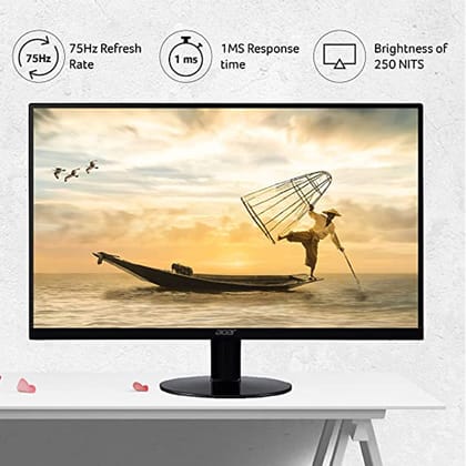 Acer SA241Y 23.8 Inch (60.45 Cm) 1920 x 1080 Pixels Full HD VA Panel Ultra Thin LCD Monitor with LED Back Light Technology I Frameless Design I AMD Free Sync I Eye Care Features I VGA & HDMI I (Black)