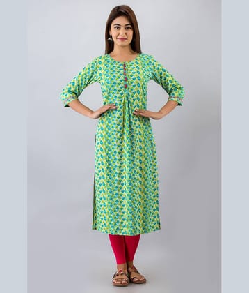 FabbibaPrints - Green Rayon Women's Straight Kurti ( Pack of 1 )