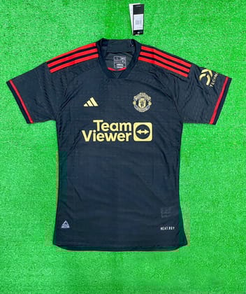 Manchester United Black & Gold Training Jersey 23 24 Season PLAYER VERSION-S