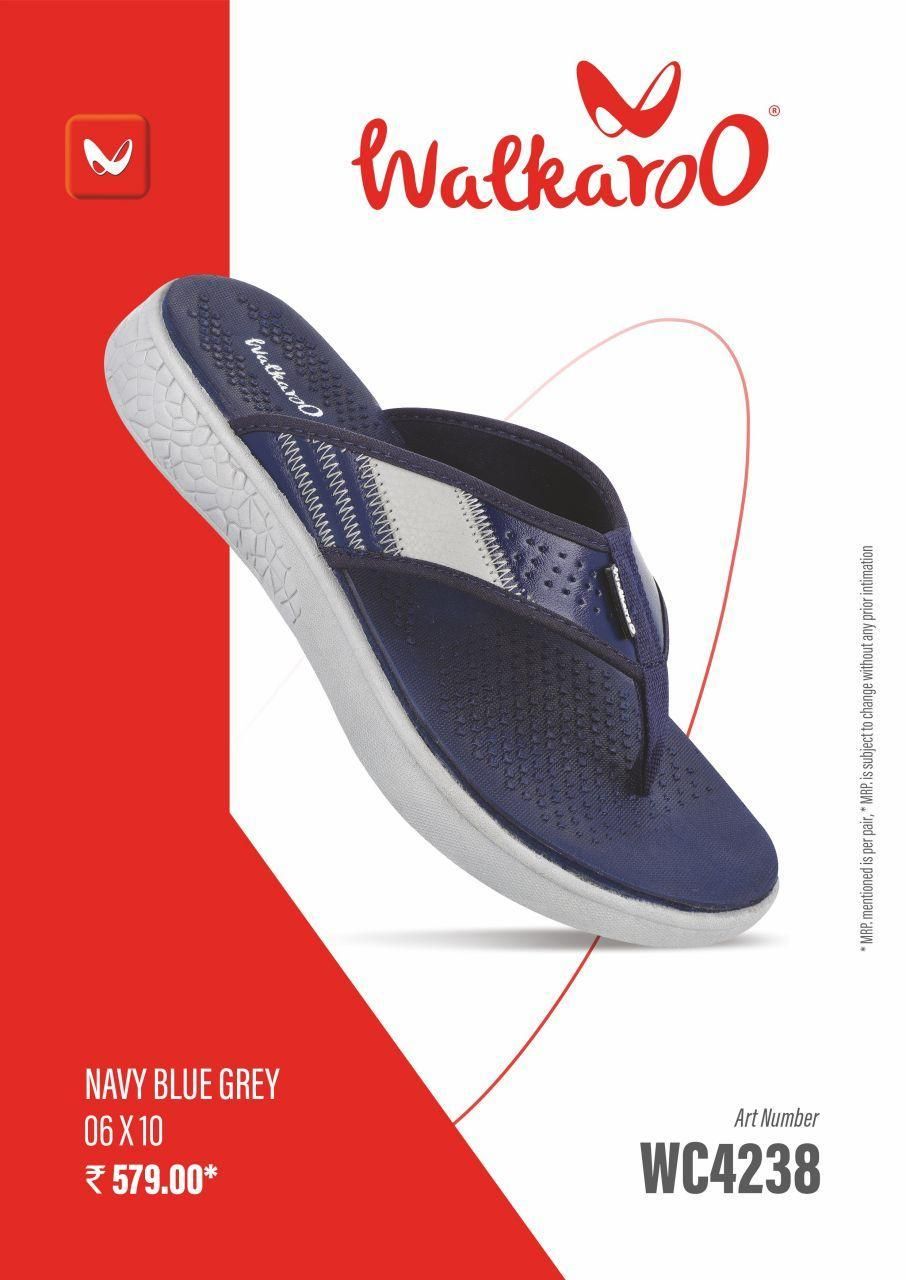 Walkaroo WC4238 Navy Blue Grey G No 8 Mens Slipper