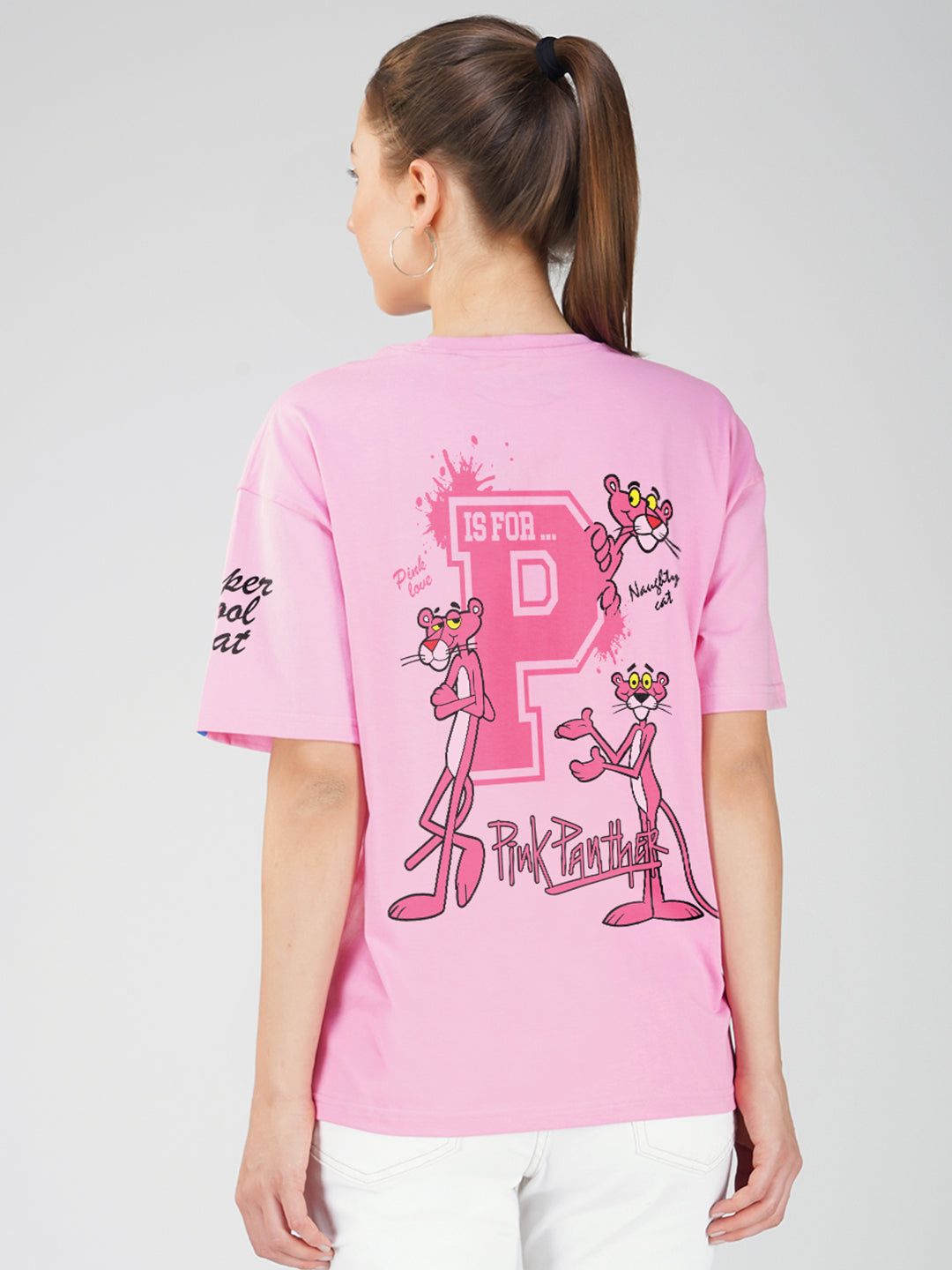 Pink Panther Women Oversized T-Shirt-Pink / M