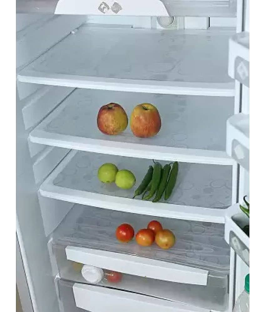 Crosmo Polyester Floral Printed Fridge Mat & Cover ( 64 18 ) Pack of 4 - White