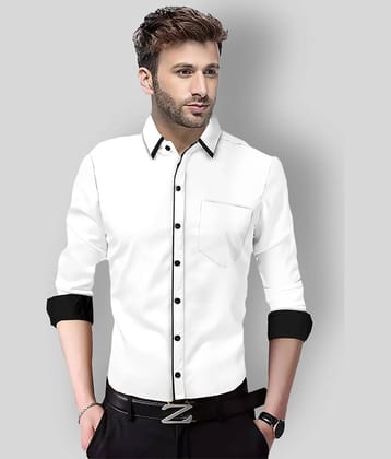P&V - White Cotton Blend Slim Fit Men's Casual Shirt (Pack of 1)