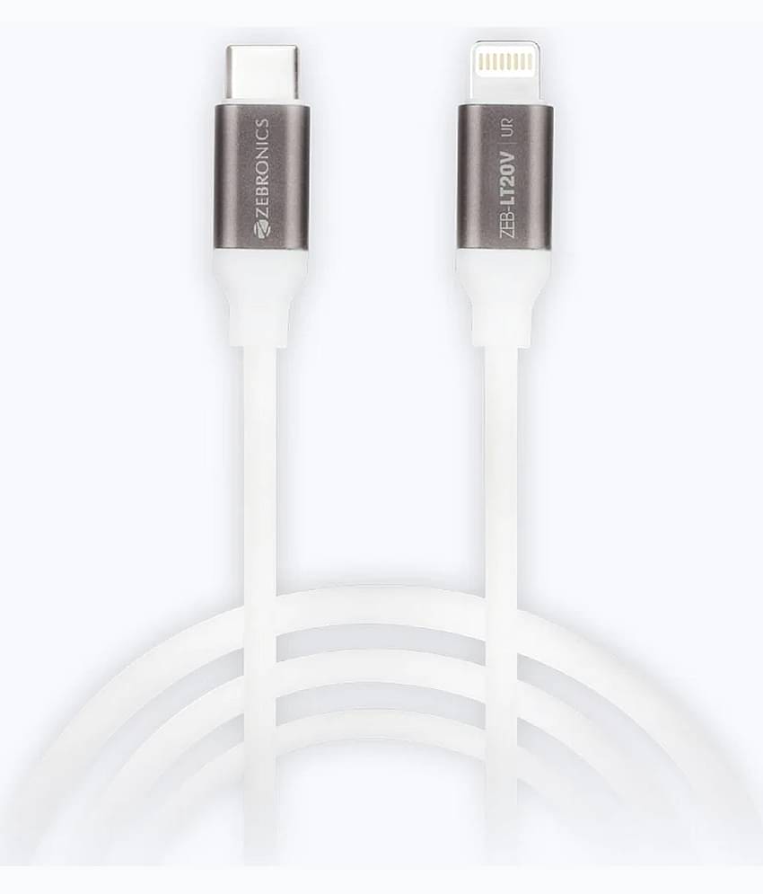 Zebronics White 3A Lightning Cable 1 Meter