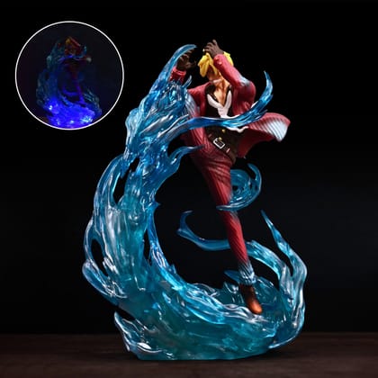 Sanji Blue Flame Action Figure With Led Light Base (24 Cm Height) - One Piece