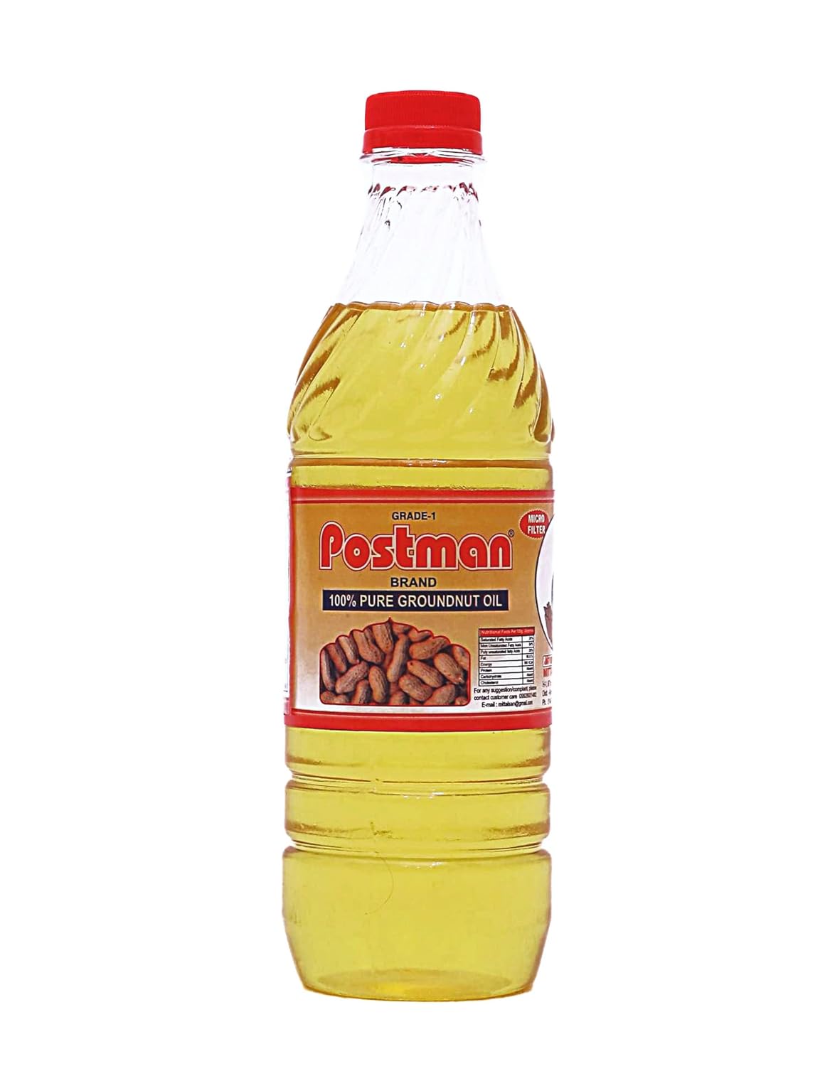 Postman Filtered Groundnut Oil (500ML x 1) Pack of 1 | Cold Pressed | Ideal for Cooking, Frying & Daily Use
