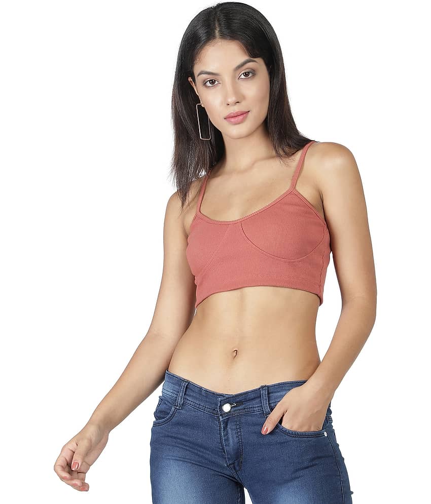 NUEVOSDAMAS - Cotton Blend Solid MAUVE Women's Non Padded Regular Back ( Pack of 1 )