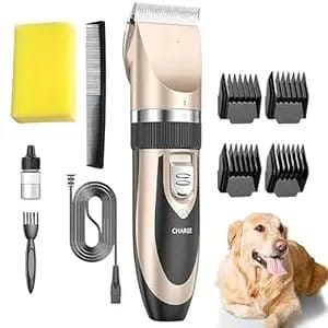 MARGI ENTERPRISE Unisex pets grooming kit, Rechargeable Cordless Electric Quiet Hair Clipper Grooming Kit Set, Professional Pet Hair Trimmer Long Short Hair Shaver for Pets Cats Pets (Gold) MARGI ENTERPRISE Unisex pets grooming kit, Rechargeable Cordless