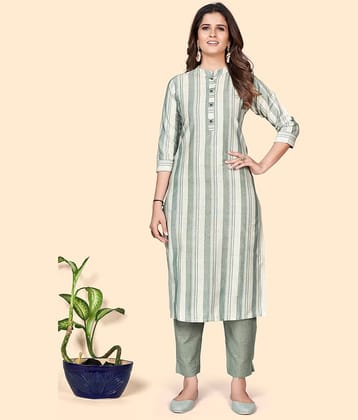 Vbuyz - Green Straight Cotton Blend Women's Stitched Salwar Suit ( Pack of 1 )