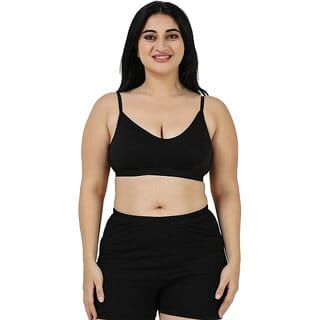 Black Women's Cotton Non-Padded Underwire Full Coverage Bra