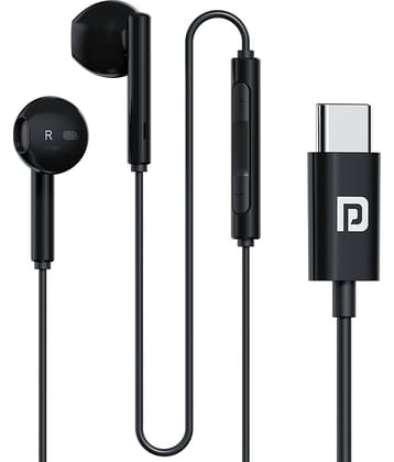 Portronics POR-2148 Type C Wired Earphone In Ear Passive Noise cancellation Black