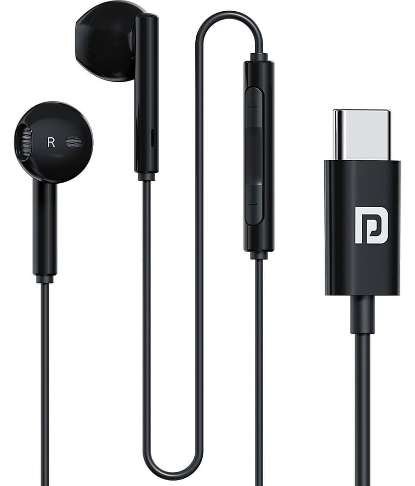 Portronics POR-2148 Type C Wired Earphone In Ear Passive Noise cancellation Black