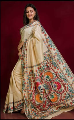 Tasar Madhubani saree