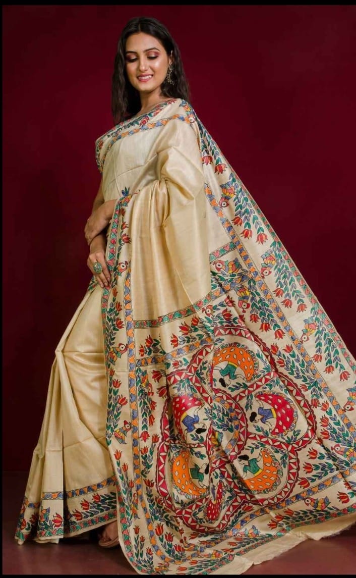 Tasar Madhubani saree