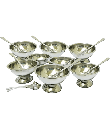 Dynore Dessert Bowl Set Stainless Steel Plain Dessert Bowl 10 cm ( Set of 1 ) Silver