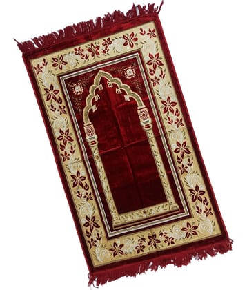 ADIRNY Maroon Single Velvet Prayer Mat ( 110 X 70 cm )