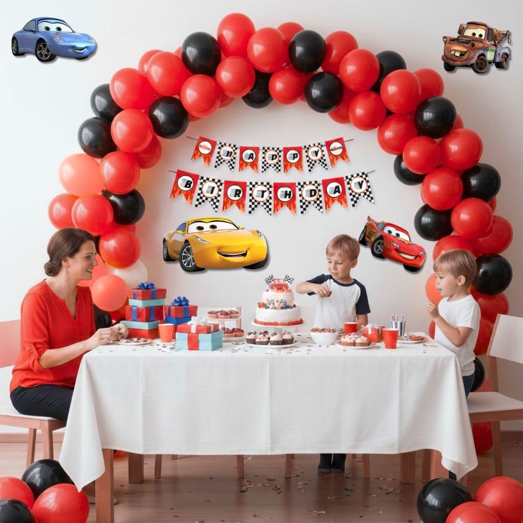 Racing Car Theme Birthday Decoration Combo Kit with Banner, Ballooons & Cutouts - Party and Festive Needs | Buy online on ZillyBuy